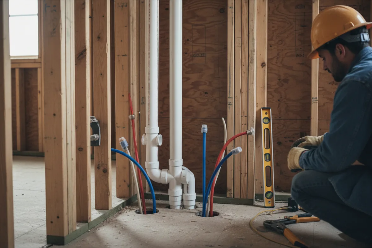 Drain and supply rough-in during Toilet Repair and Installation in Kansasville